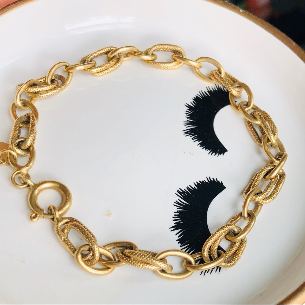 18K Matte Gold Cable Link Bracelet 8.5 inches - Picture 4 of 16